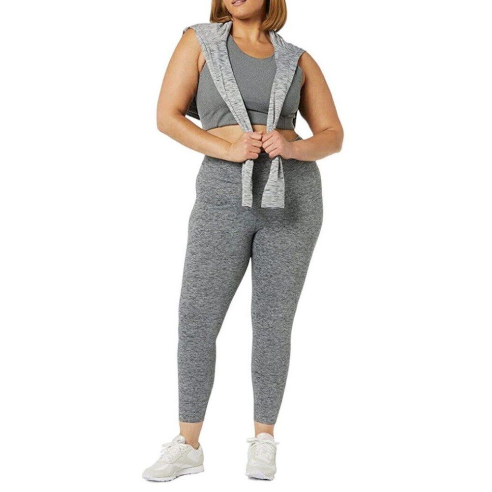 New Women Yoga Leggings 1X heather grey high waist - Picture 4 of 12